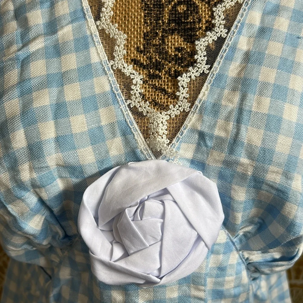 NWT SLEEPER The Genus Rosa Linen Blend Gingham Midi Dress in Blue Vichy Sz XL - Picture 2 of 15